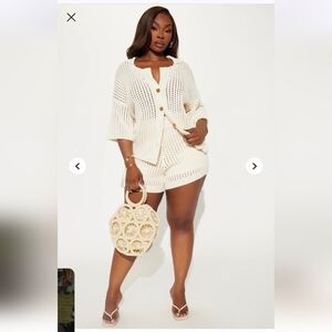 Fashion Nova NWTs Sandy Crochet Short Set